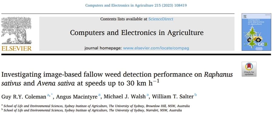 Computers and Electronics in Agriculture: Investigating image-based fallow weed detection performance on Raphanus sativus and Avena sativa at speeds up to 30 km/h